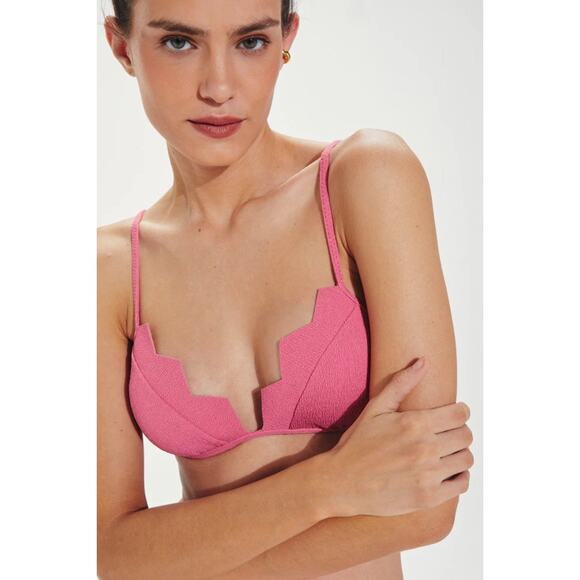 ViX Firenze Imani Tri Parallel Pink Geometric Cut Bikini Swimsuit Top Size XL - Picture 3 of 14